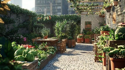 Obraz premium A Rooftop Vegetable Garden