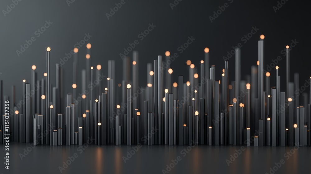 Poster dramatic black and white background with an array of glowing lights creating a stunning visual contr