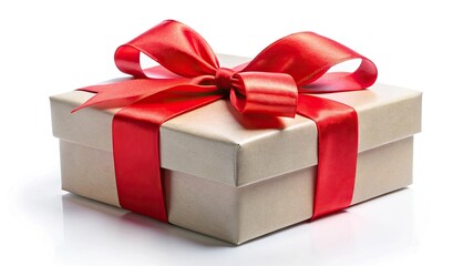 A red gift box with a ribbon and bow, perfect for holidays, birthdays, and celebrations