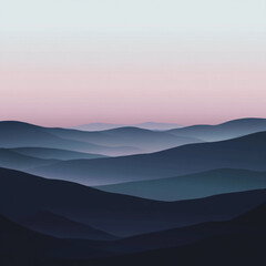Fototapeta premium Serene Misty Mountains at Sunrise Peaceful Landscape