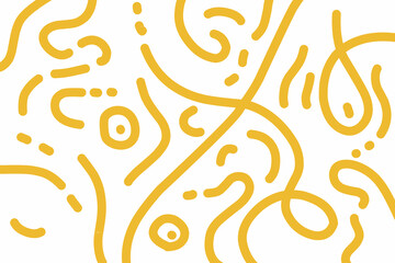 Abstract noodle pattern. Spaghetti background graphic. Ramen noodles texture. Yellow color vector illustration. Isolated on white background.
