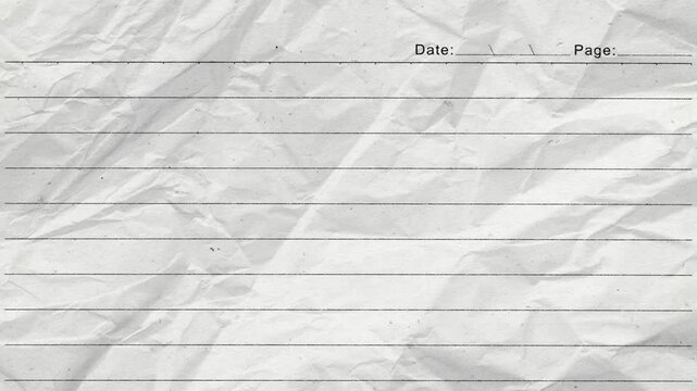 Stop motion looped animated Paper sheets from a notepad background. Crumpled White Paper 4k.	