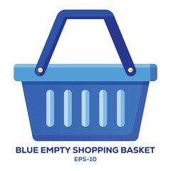 Illustration of Blue empty shopping basket isolated on white