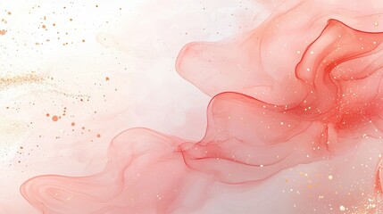 Fototapeta premium A soft, abstract background featuring flowing red and pink hues with delicate gold accents, creating a dreamy and elegant atmosphere.