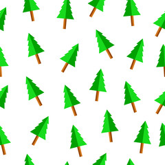 Christmas trees seamless pattern on white background. Christmas wrapping paper, greeting cards and fabric