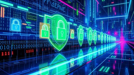 technology background, cyber security with vibrant colors,