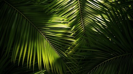 Lush Green Palm Leaves Under Soft Light