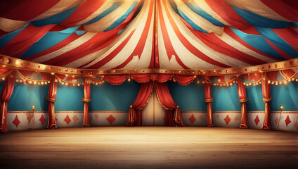 A Colorful Inside View of a Circus Tent Creating a Festive Atmosphere