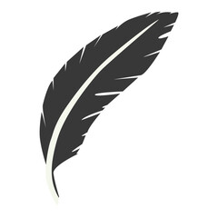 Black Silhouette of Curved Feather. Vector Illustration Design.