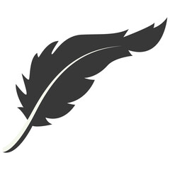 Black Silhouette of Curved Feather. Vector Illustration Design.