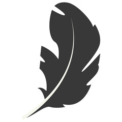 Black Silhouette of Curved Feather. Vector Illustration Design.