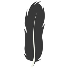 Black Silhouette of Curved Feather. Vector Illustration Design.
