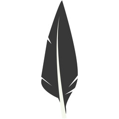 Black Silhouette of Curved Feather. Vector Illustration Design.