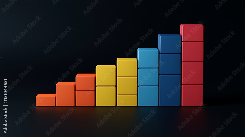 Aufkleber rising graph with colored blocks.