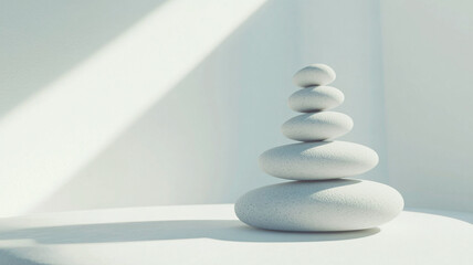 Obraz premium Serene Stacked Stones Zen Spa Balance Mindfulness Peace