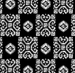 seamless gentle vector paisley print with ethnic paisley and flowers pattern, allover composition. Detailed beautiful paisleys with floral motives in black and white.
