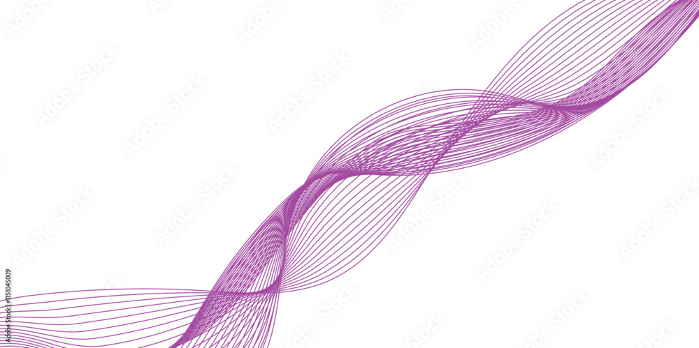 Poster abstract vector purple wave lines on white background. digital frequency track equalizer. modern tec