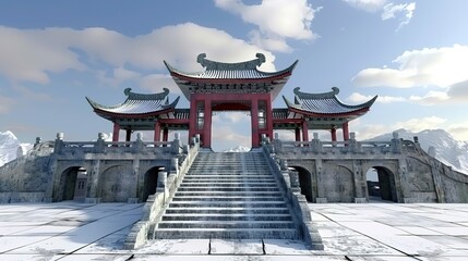 Fototapeta premium Architecture Oriental chinese temple fantasy