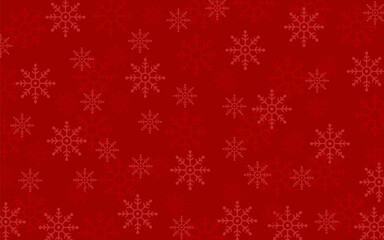 Holiday Snowflake Pattern on Red Background. Vector Illustration.