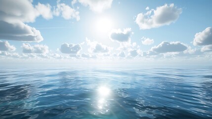 Fototapeta premium Serene Ocean Horizon Under Bright Sky