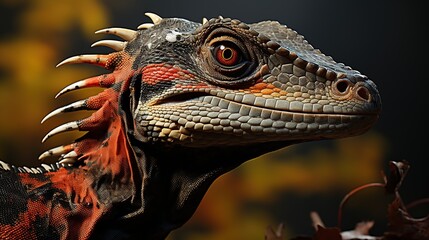 Close-up of a colorful lizard with a spiky crest