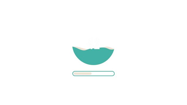 Circular Wave Loading Animation in Deep Teal Sea color Concept, Modern filling loop icon on the white background