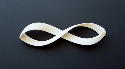 White infinity symbol on dark backdrop.