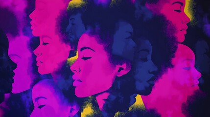 Obraz premium Women faces, vibrant.