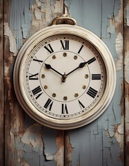 Vintage Wall Clock on Weathered Wood