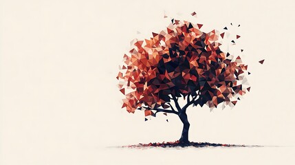 Fractured red tree art.