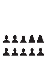 Men And Women Half Body Posture Set Silhouette Vector illustration