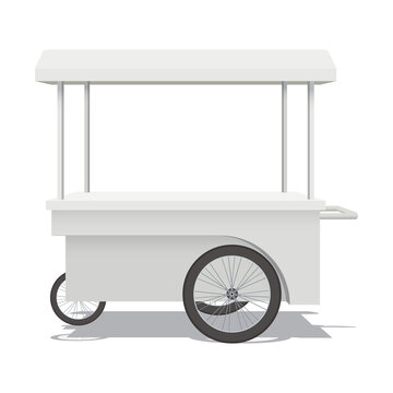 Street shop cart stainless mock up isolated graphic illustration have blank space for place the products presentation on countertop. Small business and street food concept.