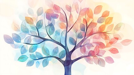 Fototapeta premium Colorful tree with soft, abstract leaves.