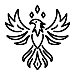 Phoenix bird icon in linear style 