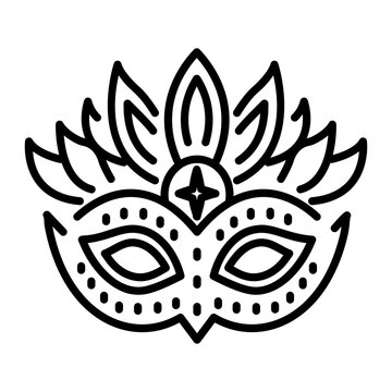 recommend clip art: A linear style icon of beautiful carnival mask 
