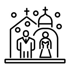 A line style icon of a wedding ceremony 