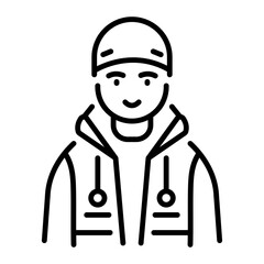 A man wearing russian streetwear icon in line style 