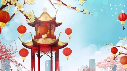 Digital artwork Oriental chinese temple fantasy