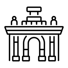 Exhibition centre icon in outline style 