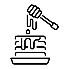 A line style icon of sweet honey pancakes 