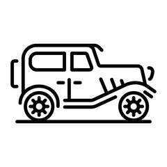Vintage car icon in linear style 