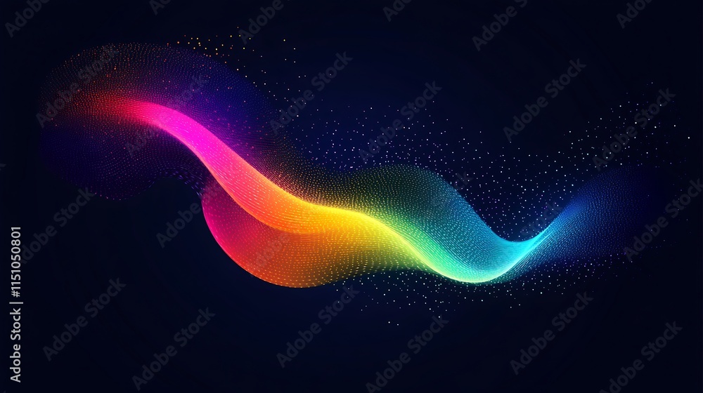 Poster colorful particle wave flow.