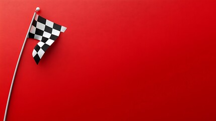 Checkered flag on red.