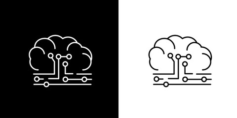 Artificial intelligence icon. Artificial technology. Computer. Internet. Sophistication. Black icon. Silhouette