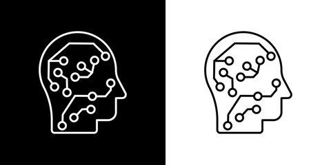 Artificial intelligence icon. Artificial technology. Computer. Internet. Sophistication. Black icon. Silhouette