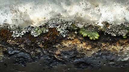 Obraz premium Melting snow, moss, dirt layers.