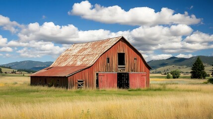 Obraz premium Red barn in field.