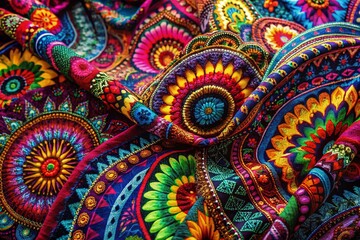Abstract Colorful Textile Design Low Light Patterns