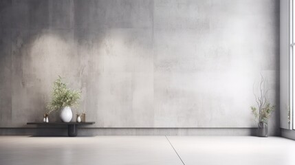 Minimalist Interior Design Featuring Concrete Wall and Plants