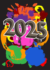 2025 Graffiti tag. Abstract modern street art decoration performed in urban painting style.